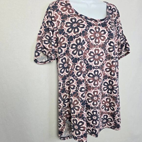 LuLaRoe Floral Tunic Top Multicolor Size L - Picture 3 of 7